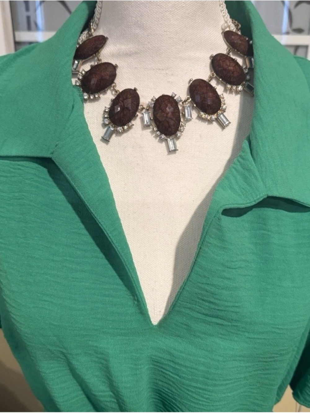DKNY Green Belted V-Neck Women's Dress Size 16 - Picture 2 of 8